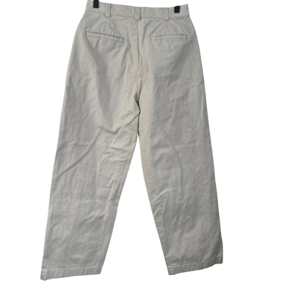 LL‎ Bean Womens Khaki Chino Pants High Rise Wide Leg Cotton Tan 8 Pet WH41